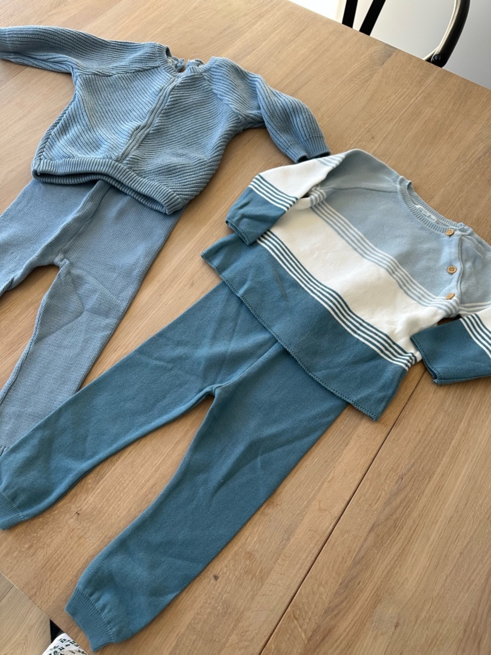 Feltman Brothers Light Blue Cotton Knit Baby Light Sweater Sets - 2T